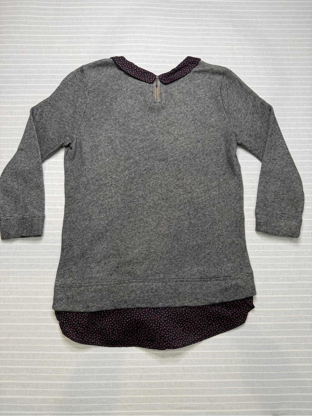 LOFT Layered Floral Collar Sweatshirt Top – Size Small 🌸 - Picture 6 of 8